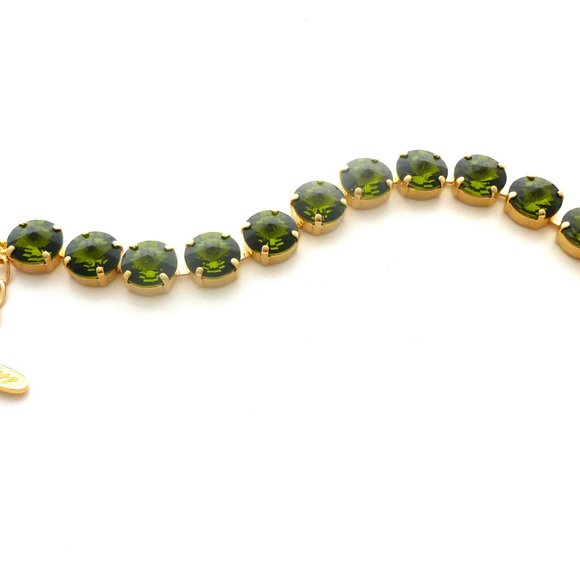 Swarovski Crystal Olivine Green Rivoli Tennis Bracelet, Assorted Finishes - Picture 6 of 8
